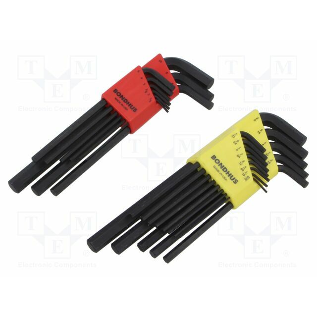 Wrench: hex key-set; inch; long |