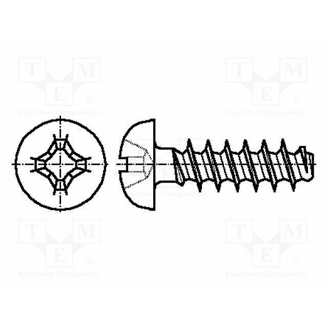 BOSSARD Screw; 3x14; Head: button; Phillips