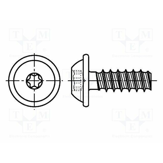 BOSSARD Screw; for plastic; 5x20; Head:
