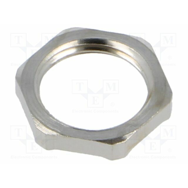 Nut; with earthing; M16; brass; 19mm