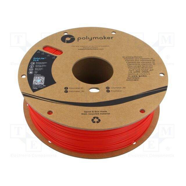 POLYMAKER Filament: PLA; 1.75mm; red