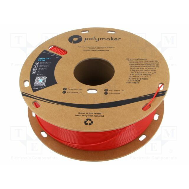 POLYMAKER Filament: PET-G; 1.75mm; red
