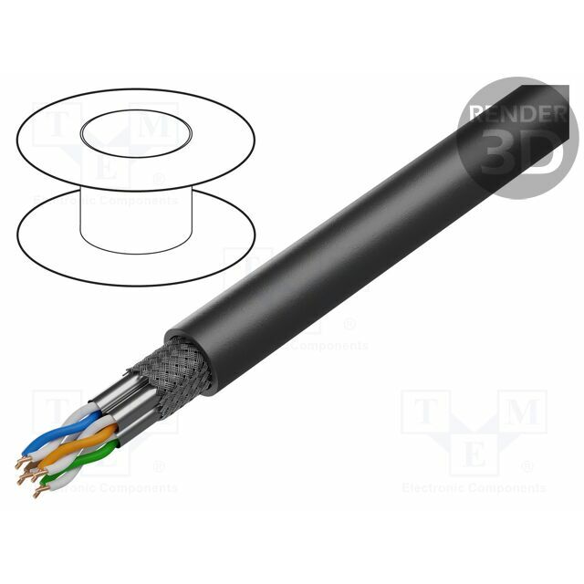 DIGITUS Wire; S/FTP; Cat 7; 4x2x23AWG