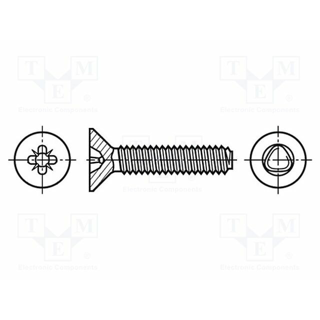 BOSSARD Screw; 2.5x12; Head: countersunk