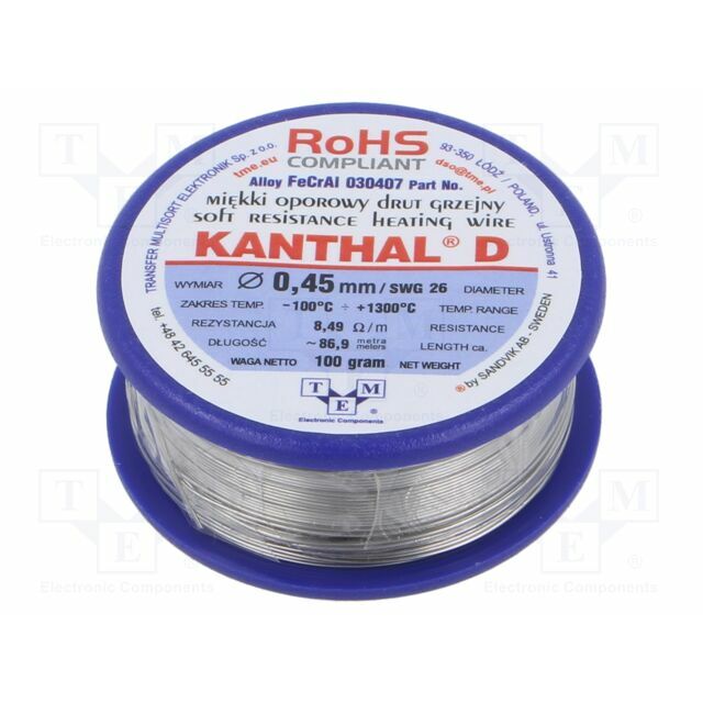 Resistance wire; 8.49Ω/m; -100÷1300°C; 0