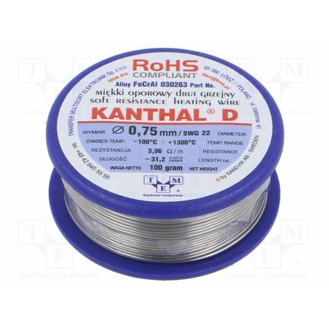 Resistance wire; 3.06Ω/m; -100÷1300°C; 0