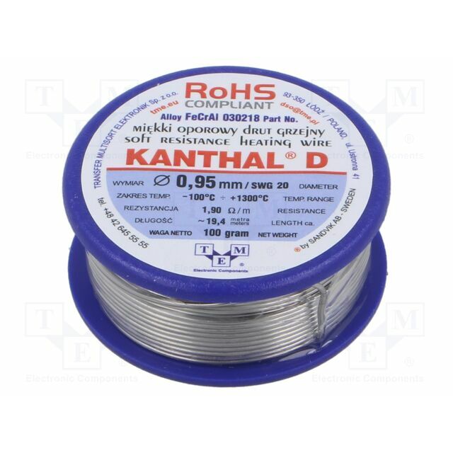 Resistance wire; 1.9Ω/m; -100÷1300°C; 0