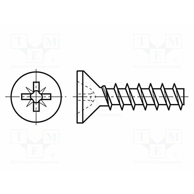 BOSSARD Screw; for plastic; 4x14; Head: