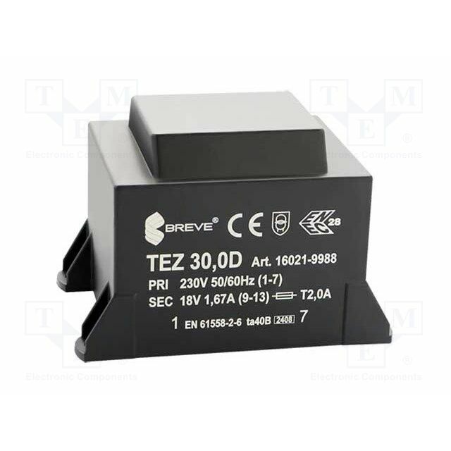 BREVE TUFVASSONS Transformer: encapsulated; 30VA; 230VAC