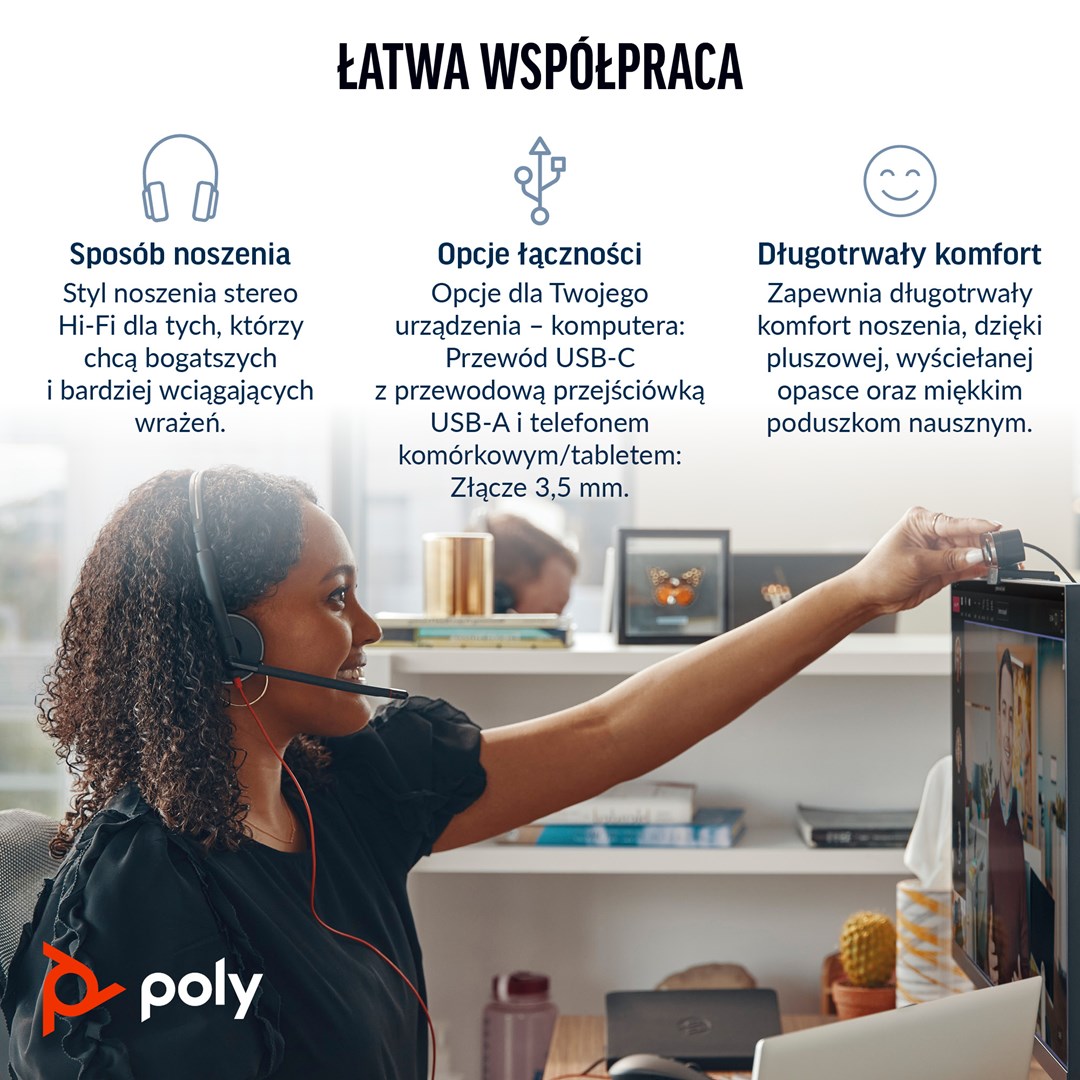 Wired Headset POLY Blackwire 3325 Stereo