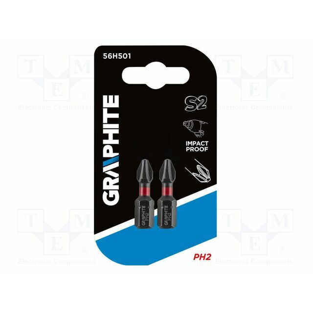 GRAPHITE Screwdriver bit; Phillips; PH2; 1/4&quot