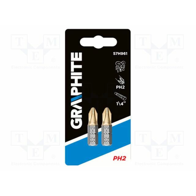 GRAPHITE Screwdriver bit; Phillips; PH2; 1/4&quot