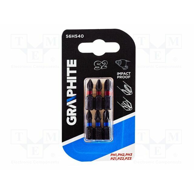 GRAPHITE Tools set: screwdriver bits; blister
