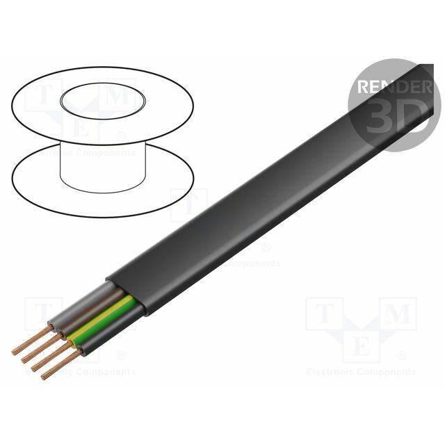 HELU Wire; PVC-Flach; H07VVH6-F; 4G6mm2; unshielded