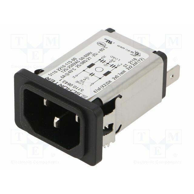 SCHURTER Connector: AC supply; socket; male