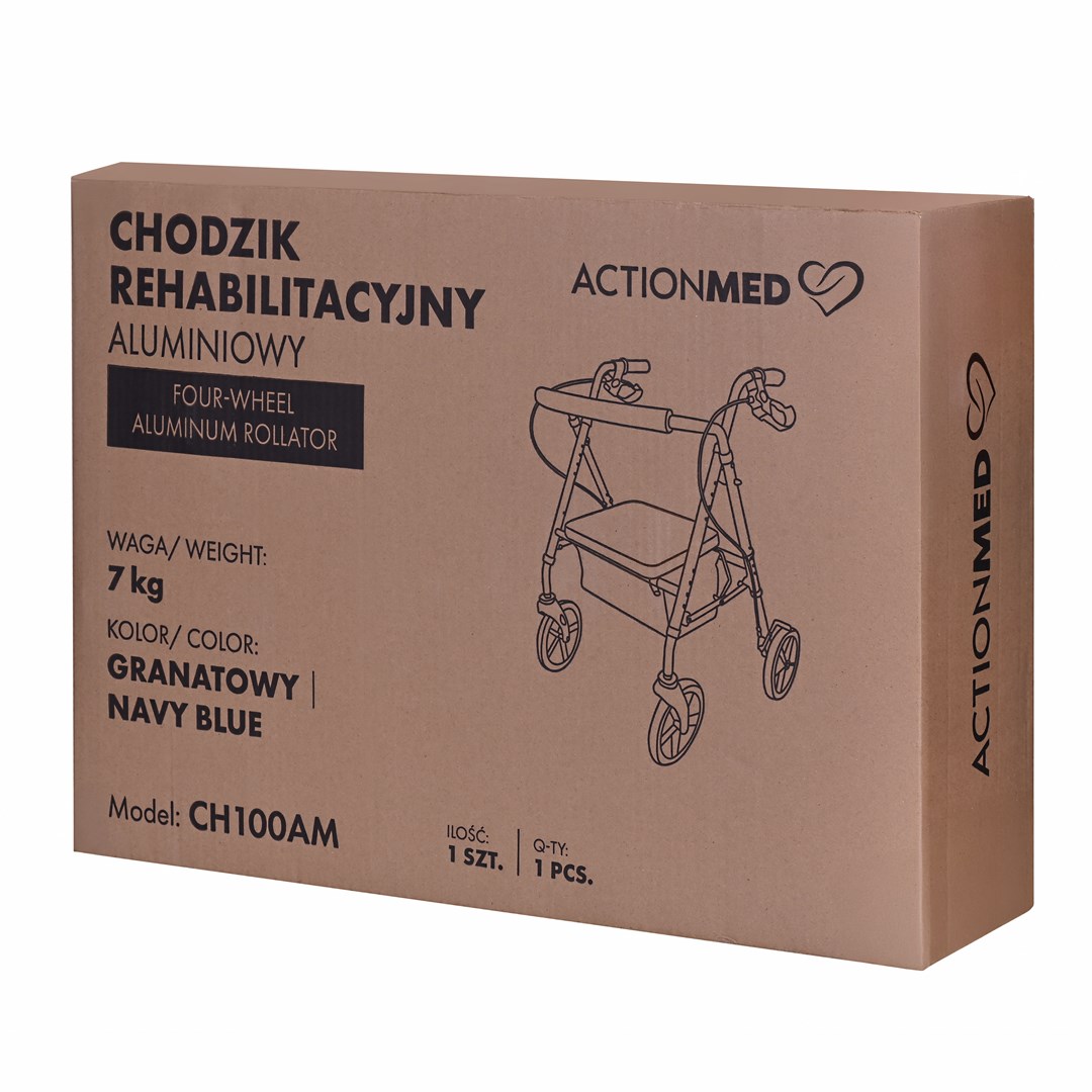 ActionMed Četru riteņu alumīnija rehabilitācijas staigulītis