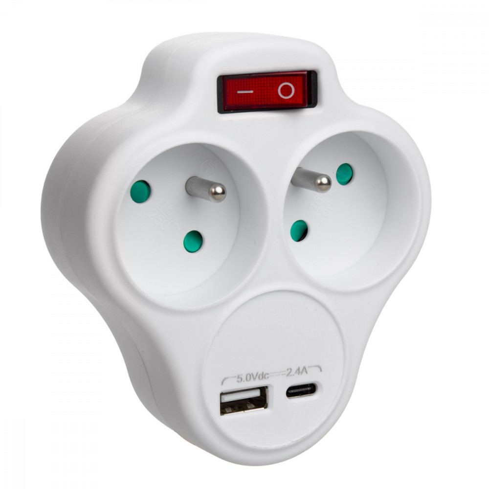 MACLEAN Splitter dual socket x2 USB