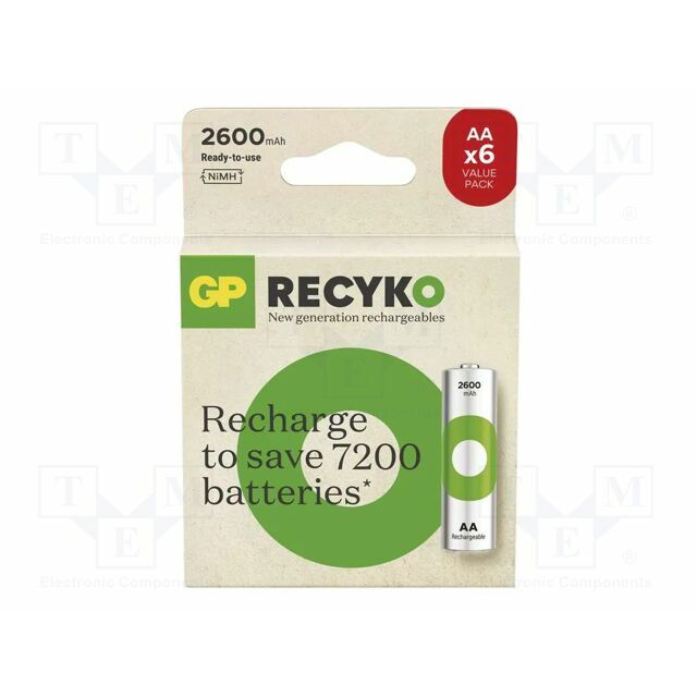 Re-battery: Ni-MH; AA; 2600mAh; 1.2V