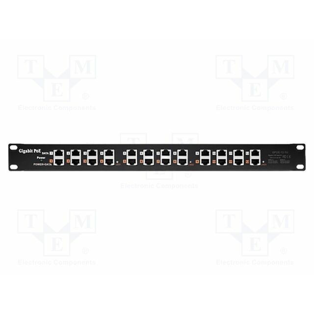 Patch panel; RACK; black; RJ45 socket