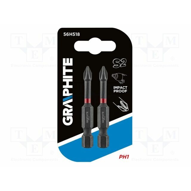 GRAPHITE Screwdriver bit; Phillips; PH1; 1/4&quot