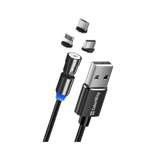 ColorWay Cable 3in1 (Lightning+MicroUSB+Type-C) Magnetic Rotation