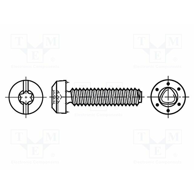 BOSSARD Screw; for metal; 4x16; Head: