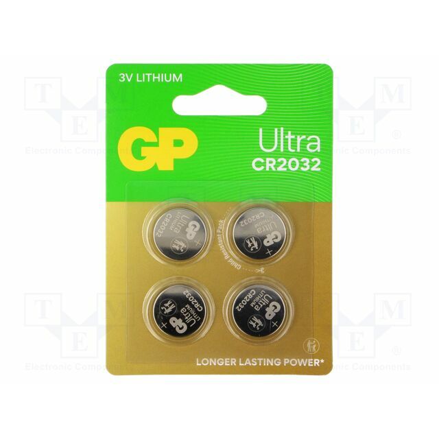 Battery: lithium; coin; CR2032; 3V; 220mAh