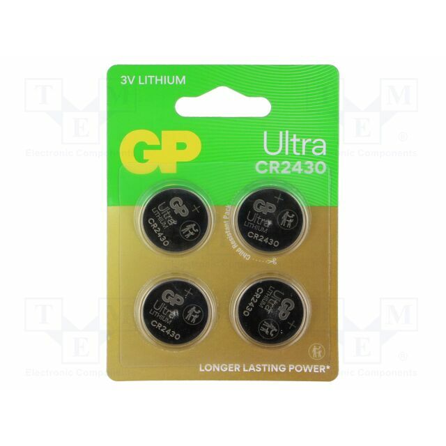 Battery: lithium; coin; CR2430; 3V; 300mAh