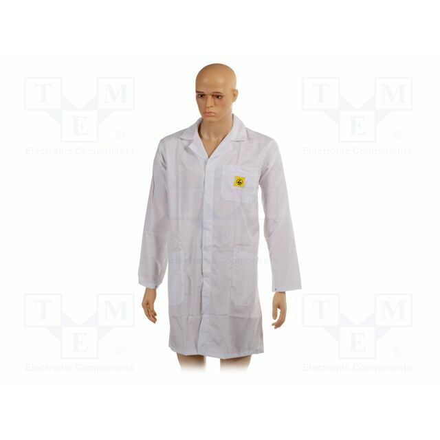 STATICTEC Coat; ESD,unisex; white; M