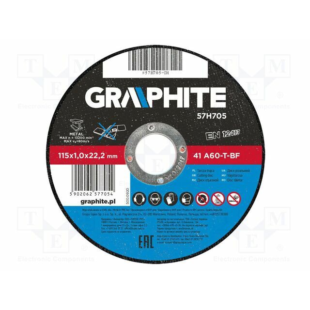 GRAPHITE Cutting wheel; Ø: 115mm; Disc