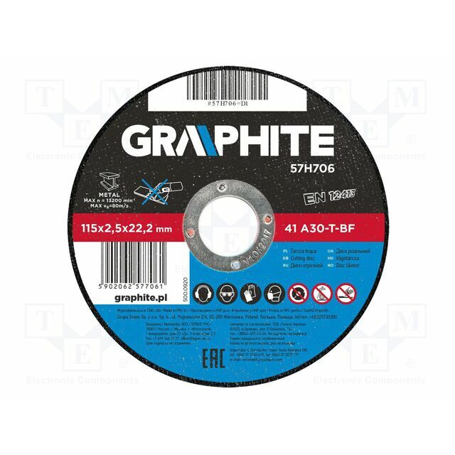 GRAPHITE Cutting wheel; Ø: 115mm; Disc