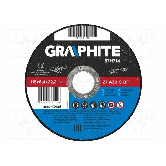 GRAPHITE Grinding wheel; Ø: 115mm; Disc