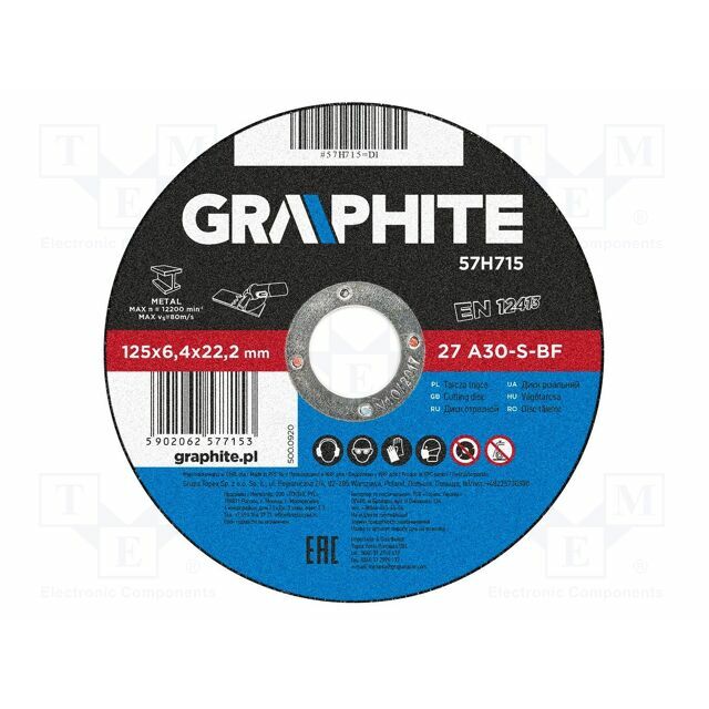 GRAPHITE Grinding wheel; Ø: 125mm; Disc