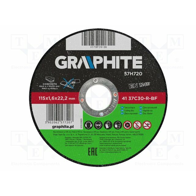 GRAPHITE Cutting wheel; Ø: 115mm; Disc