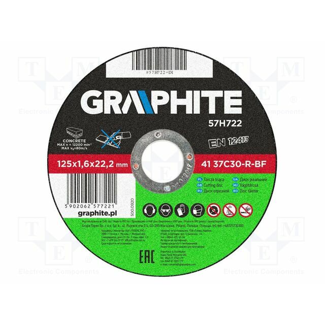 GRAPHITE Cutting wheel; Ø: 125mm; Disc