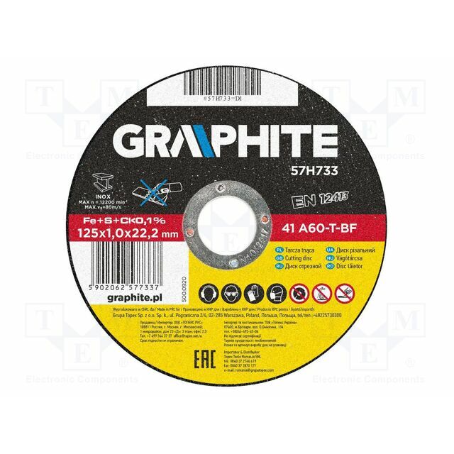 GRAPHITE Cutting wheel; Ø: 125mm; Disc