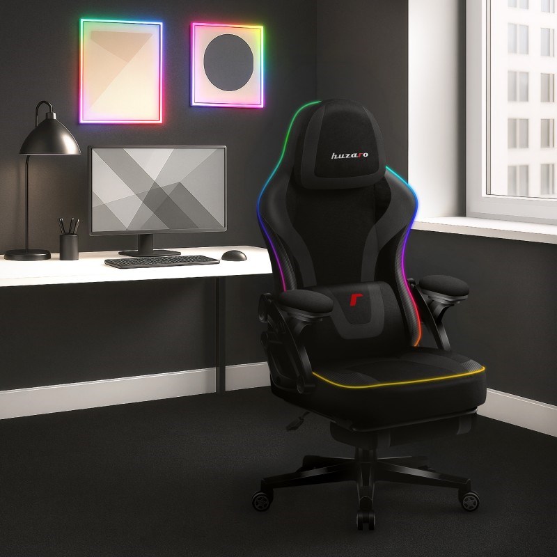 HUZARO RGB Black Mesh gaming chair