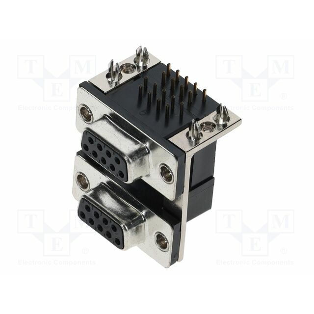 AMPHENOL Connector: D-Sub; socket; angled; soldering