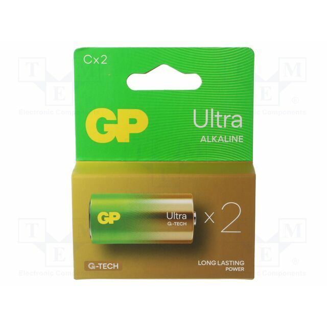 Battery: alkaline; C; 1.5V; non-rechargeable