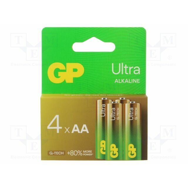 Battery: alkaline; AA; 1.5V; non-rechargeable