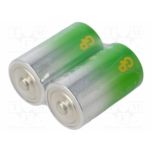 Battery: alkaline; D; 1.5V; non-rechargeable