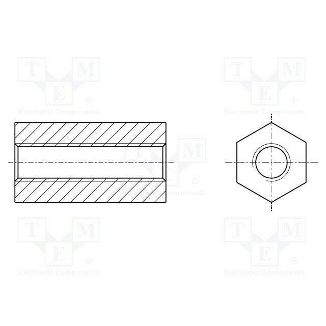 HARWIN Screwed spacer sleeve; hexagonal; polyamide