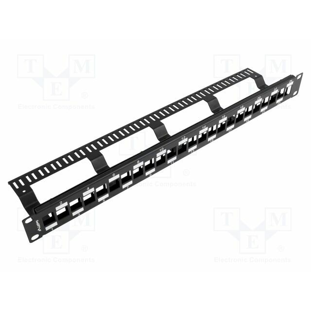 LANBERG Patch panel; Keystone; RACK; black