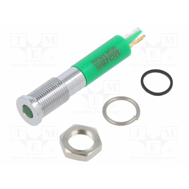 APEM Indicator: LED; flat; green; Ø6mm