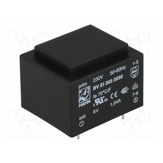 HAHN Transformer: encapsulated; 1.9VA; 230VAC