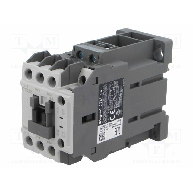 LEGRAND Contactor: 3-pole; NO x3; Auxiliary