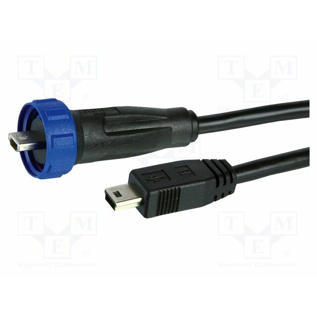BULGIN Cable; 2m; black; IP68,IP69K