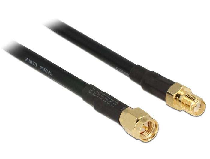 Delock SMA, M-F, 15m, Black -