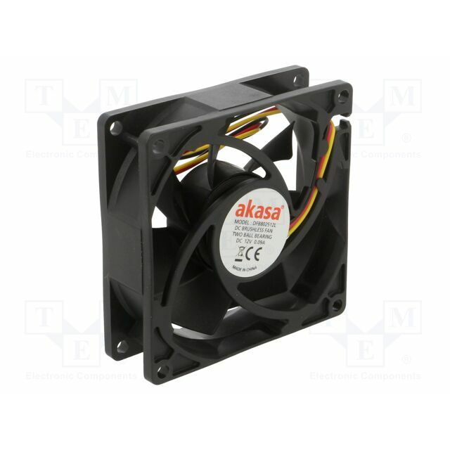 Akasa Fan: DC; 80x80x25mm; axial; 12VDC