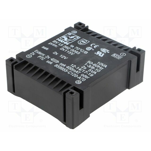 HAHN Transformer: encapsulated; 10VA; 115VACx2; 12V